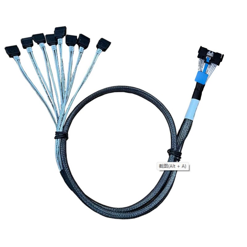 DiliVing 𝐃𝐢𝐋𝐢𝐧𝐤𝐞𝐫 𝐌𝐂𝐈𝐎 x8 to 8*𝐒𝐀𝐓𝐀,𝐒𝐅𝐅-𝐓𝐀-𝟏𝟎𝟏𝟔 74Pin to 8*𝐒𝐀𝐓𝐀 7P, 𝐌𝐂𝐈𝐎 Host/RAID to SATA Target HD, 75CM Cable - Image 1
